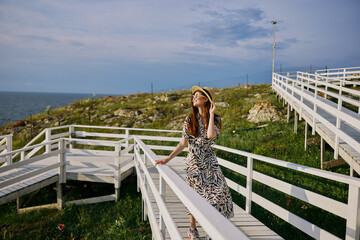 woman stroll outdoors recreation landscape unaltered