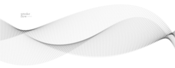 Vector abstract background with wave of flowing particles, smoke flowing light grey design, smooth and soft relaxing image.