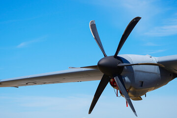 the propeller of a military plane. detail. © samy