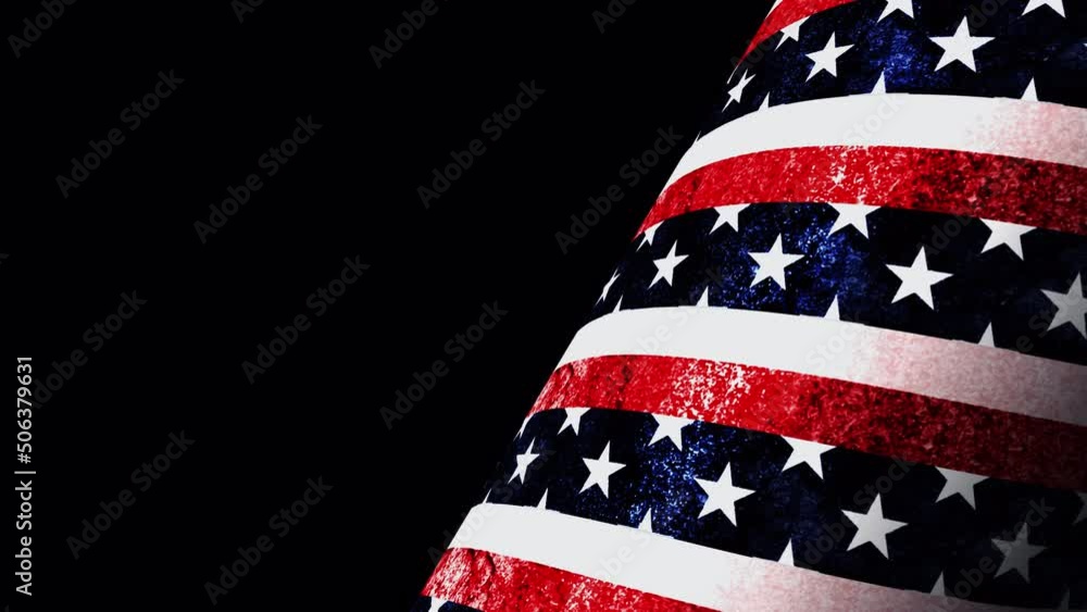 Poster abstract us american flag pattern tube rotating animation seamless loop on black background. loop is