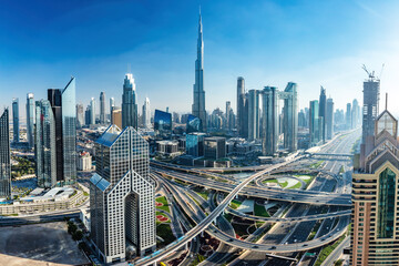 Fototapeta na wymiar Burj Khalifa in Dubai downtown business skyscrapers highrise architecture.