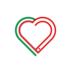 unity concept. heart ribbon icon of italy and canada flags. vector illustration isolated on white background