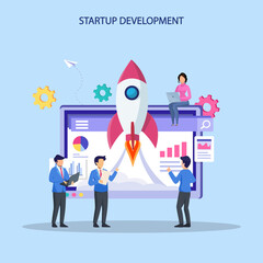 Startup launch concept. Development process, Innovation product, creative idea.