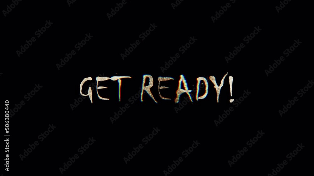 Poster burn text of get ready word. the golden shine lighting of get ready word loop animation promote adve