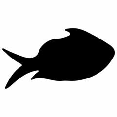 Fish Black Silhouette Illustration Isolated on White Background.