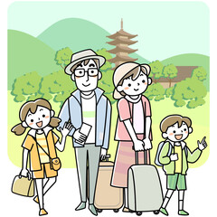 古都を旅する家族