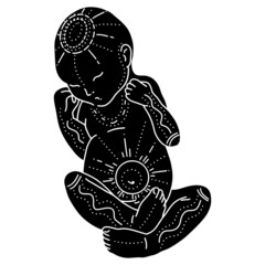 Vector illustration of a newborn. Sleeping baby for creating greeting cards, postcard, invitations, banners, arrangement illustrations, books, covers.