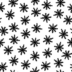 Seamless Pattern with Snowflakes on White Background.