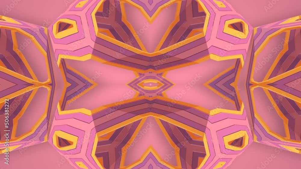 Aufkleber Endless pink psychedelic 3d rendering kaleidoscopic pattern loop animation HD