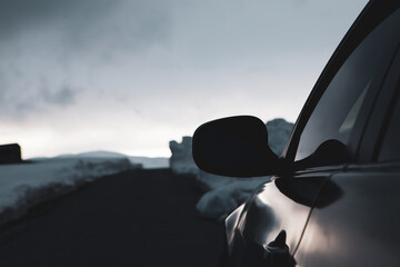 traveling by car on a long road