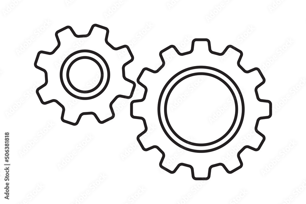 Poster setting icon vector with work cog gear element. cogweel mechanism symbol.