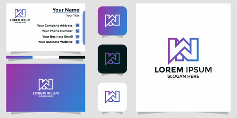 KW letter logo and branding card