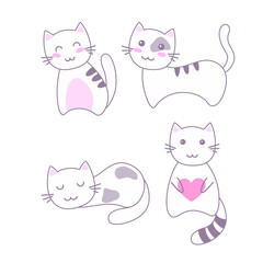 set of cute cats
