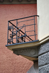 Close Up of Old Ornate Metal Balcony 