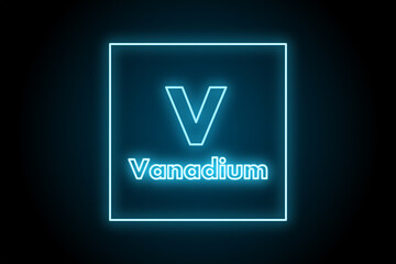 Periodic table element symbol vanadium metal