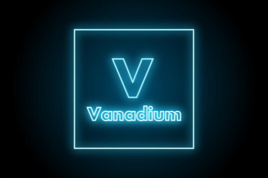 Periodic table element symbol vanadium metal