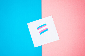 Simple image about trasgender and transsexual flag against blue and pink background