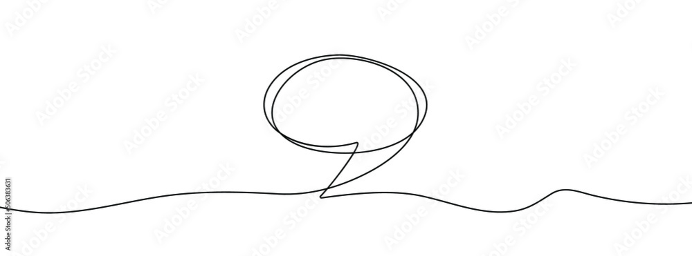 Poster continuous line drawing of speech bubble. one line drawing background. vector illustration. linear d