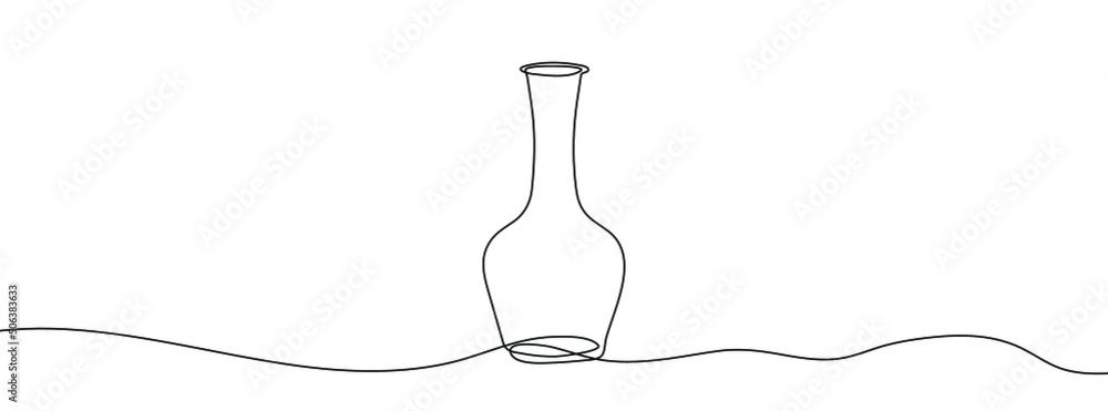 Poster continuous line drawing of bottle. wine bottle linear icon. one line drawing background. vector illu