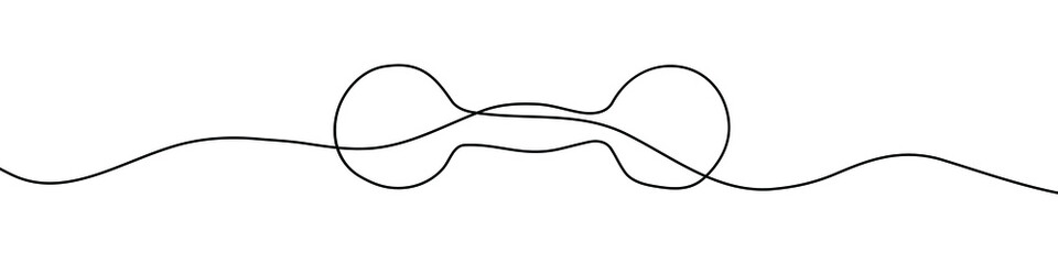 Continuous line drawing of dumbbell. Dumbbell linear icon. One line drawing background. Vector illustration. Dumbbell continuous line icon.