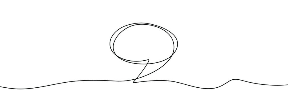 recommend clip art: Continuous line drawing of speech bubble. One line drawing background. Vector illustration. Linear drawing of a speech bubble