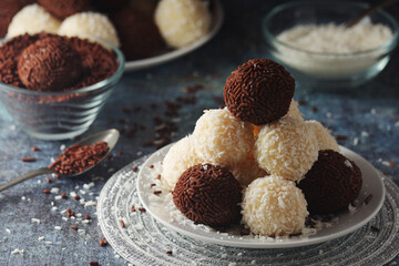 Beijinho and Brigadeiro sweets - national cuisine of Brazil	