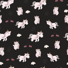 seamless pattern with cute unicorn in pastel color