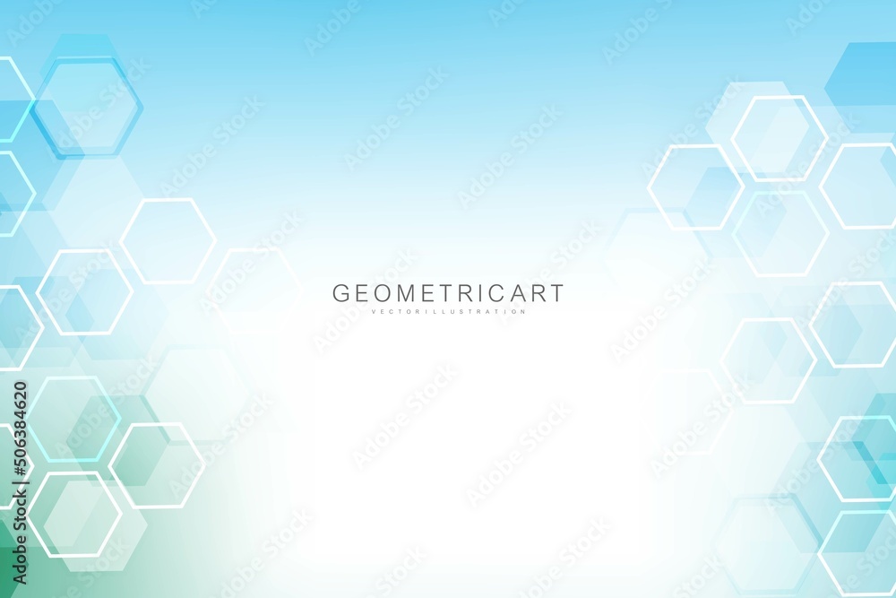 Poster modern futuristic background of the scientific hexagonal pattern. virtual abstract background with p
