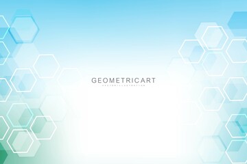 Modern futuristic background of the scientific hexagonal pattern. Virtual abstract background with particle, molecule structure for medical, technology, chemistry, science. Social network vector