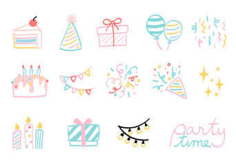 Fun party icon collection - hand drawn