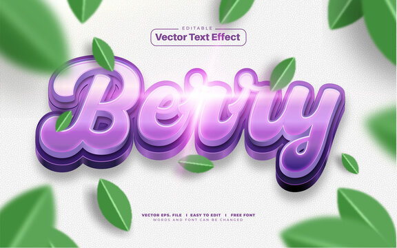 3D Purple Berry Vector Text Effect