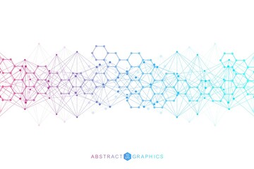 Structure molecule and communication. Dna, atom, neurons. Scientific concept for your design. Connected lines with dots. Medical, technology, chemistry, science background. Vector illustration