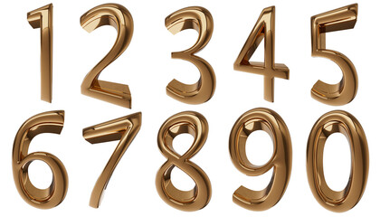 3d numbers made of gold. 3d rendering