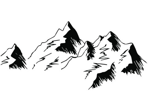 mountain vector isolated illustration contour hand drawn mountainous terrain