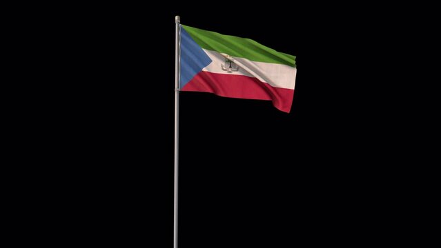 Equatorial Guinea flag, 4k video background is transparent