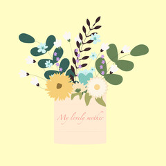 flowers in a box. In flat style
