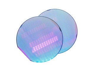 Semiconductor wafer disk made of silicon isolated on white