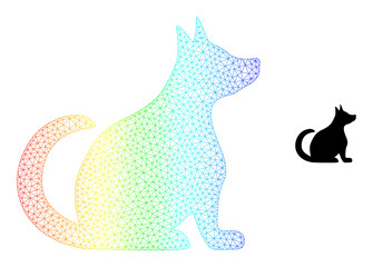 Spectrum vibrant mesh pregnant dog. Vector model is based on pregnant dog icon. Colorful frame mesh icon.