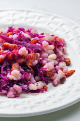 halusky with bacon and red cabbage