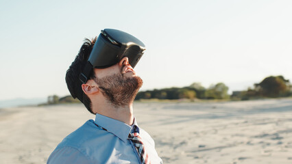 augmented reality viewer on the beach