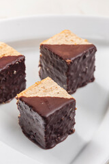 nutty sponge cakes with chocolate coating