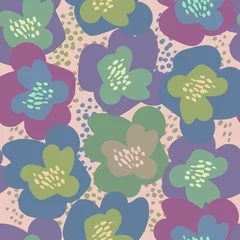 Rollo seamless doodle colourful blooms pattern background , greeting card or fabric © MYMNY
