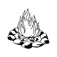 fire campfire bonfire vector isolated hand drawn