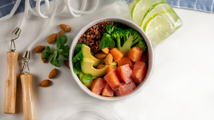 poke bowl with salmon fitness