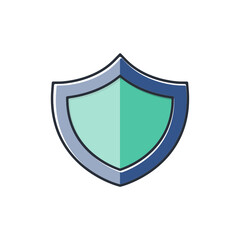 Colored thin icon of protection shield, business and finance concept vector illustration.