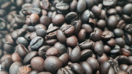 close up of a pile of coffee