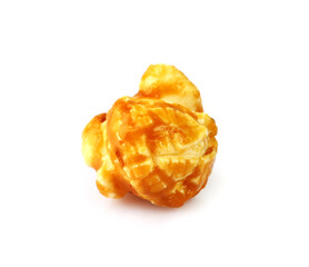 Caramel popcorn isolated on white background