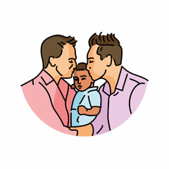 Cute gay couple with baby