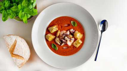gazpacho tomato  with sea cocktail