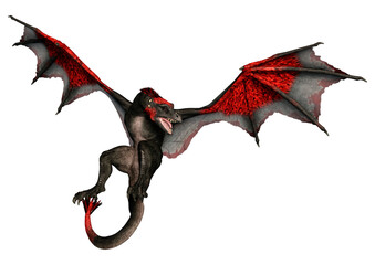 3D Rendering Fairy Tale Dragon on White